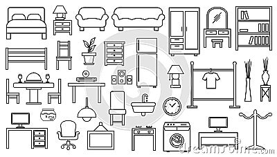 Furniture icon set outline Vector Illustration