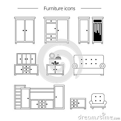 Furniture icon set Vector Illustration