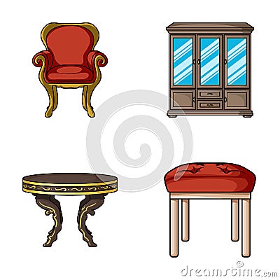 Furniture, interior, design, chair .Furniture and home interiorset collection icons in cartoon style vector symbol stock Vector Illustration