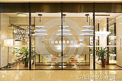 Furniture lighting shop window Stock Photo