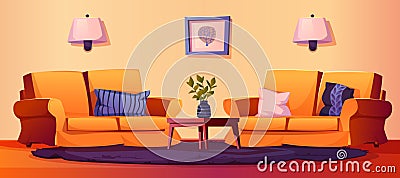 Furniture living room, sofas, table, home interior Vector Illustration