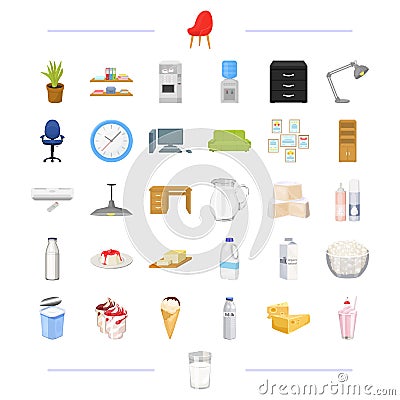 Furniture, office, electrical and other web icon in black style Vector Illustration