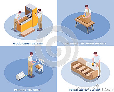 Furniture Production Isometric Concept Vector Illustration
