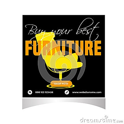 Furniture Sale social media banner square Template Vector Illustration