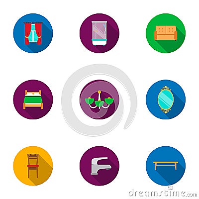 Furniture set icons in flat style. Big collection of furniture vector symbol stock illustration Vector Illustration