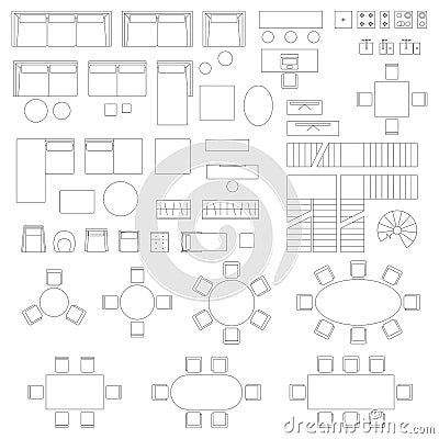 Furniture set icons for living room Vector Illustration