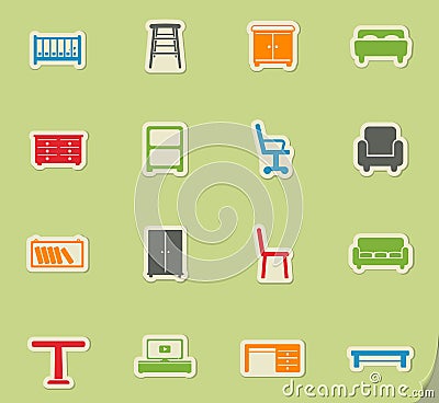 Furniture simply icons Stock Photo
