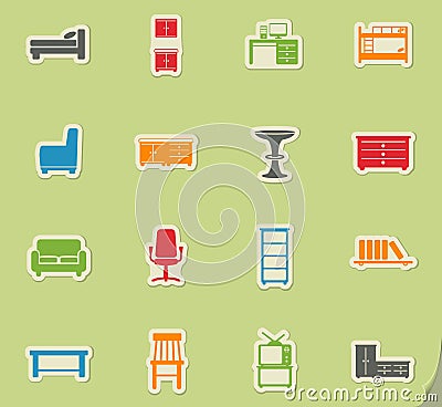 Furniture simply icons Stock Photo