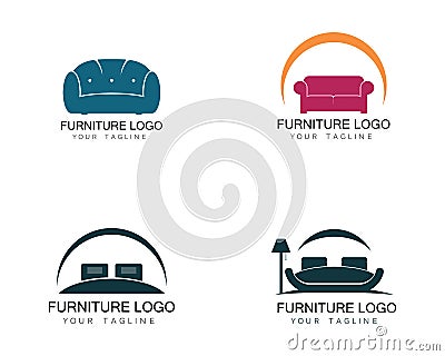 Furniture sofa logo design icon template. Home decor interior design vector Vector Illustration