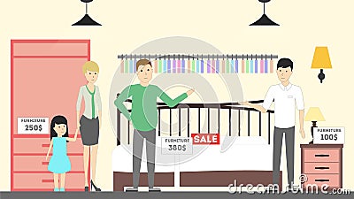 Furniture store interior. Vector Illustration