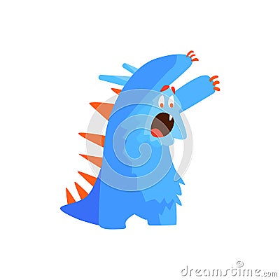 Furry Childish Monster Chasing Vector Illustration