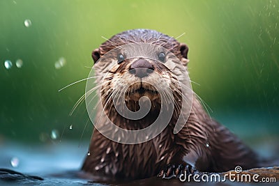 Furry Otter animal background. Generate Ai Stock Photo
