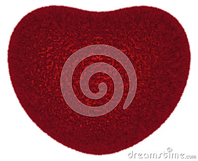 Furry red symbolic heart isolated on white Stock Photo