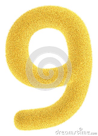 Furry yellow number Stock Photo