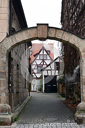 Furth, Germany, January 2020. The amazing city of Fuerth, Franconia. Bavaria Ancient German apartment buildings and cathedrals Editorial Stock Photo