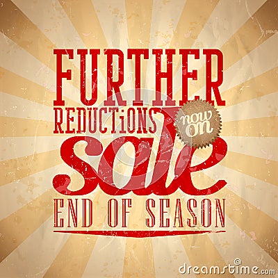 Further reductions sale design retro style. Vector Illustration