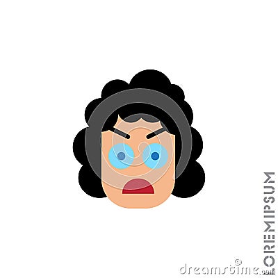 Fury expression girl, woman icon with style. Suitable for website design, logo, app and ui. Angry icon vector. color on white Vector Illustration