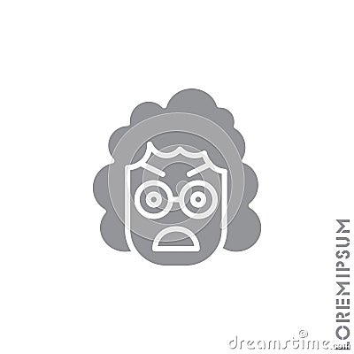 Fury expression girl, woman icon with style. Suitable for website design, logo, app and ui. Angry icon vector. Gray on white Vector Illustration