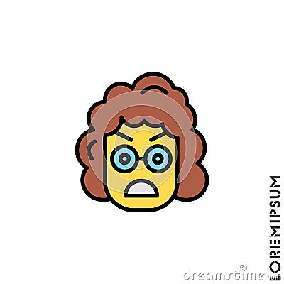 Fury expression yellow girl, woman icon style. Suitable for website design, logo, app and ui. Angry icon Vector Illustration