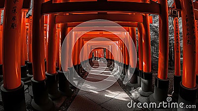 Fushimi Inari Taisha Shrine in Kyoto. Generative Ai Stock Photo
