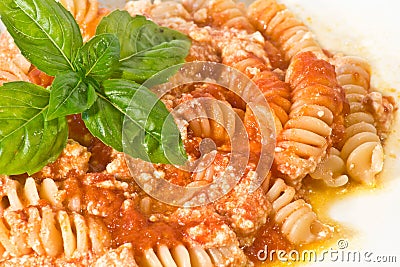 Fusilli with ricotta Stock Photo