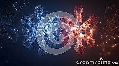 Fusion and Fission Processes Generating Atomic Energy and Particle Interactions Stock Photo