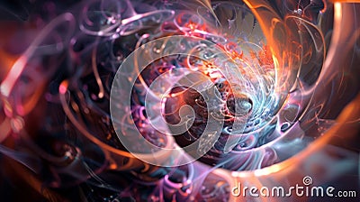 A fusion of organic and geometric forms hinting at the blend of classical and quantum principles in quantum loop gravity Stock Photo