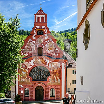 FUSSEN, Germany- June 11, 2017: The Wonderful Historical Town Fuessen in Bavaria Editorial Stock Photo