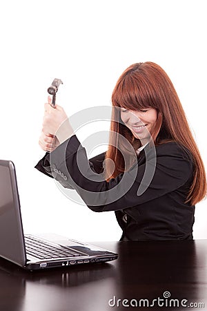 Fustrated businesswoman Stock Photo