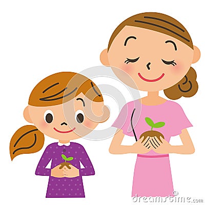 Futaba and parent and child Vector Illustration