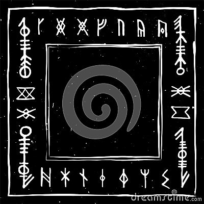 Futhark norse islandic and viking runes set. Magic hand draw symbols as scripted talismans. Vector set of ancient runes Vector Illustration