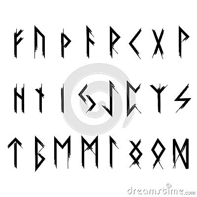 Futhark Runes Black Vikings Odin Mythology Scandinavian Pagan Thor Vector Illustration