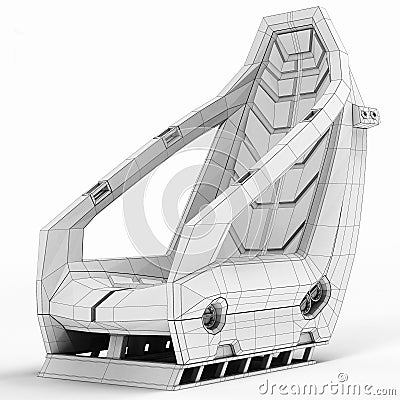 Futur design of an aerospace chair for special purposes. Cartoon Illustration