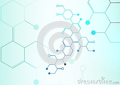 Future atomic molecule hexagon green medical color abstract background Vector Illustration