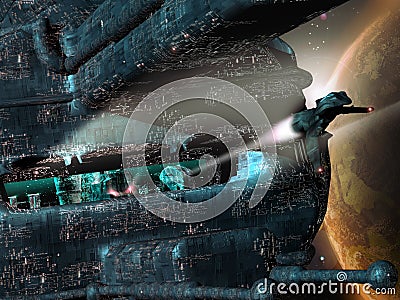 Future city in space Stock Photo