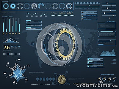 Future concept virtual touch user interface HUD. Vector interactive screen with control panel Vector Illustration