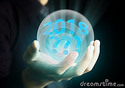 Future concept of year 2018 in crystal ball Stock Photo