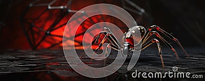 future of cyber microchip crowling spider. Network security system Stock Photo