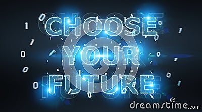 Future decision text interface 3D rendering Stock Photo