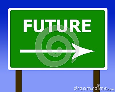 Future direction road street sign and the sky Stock Photo