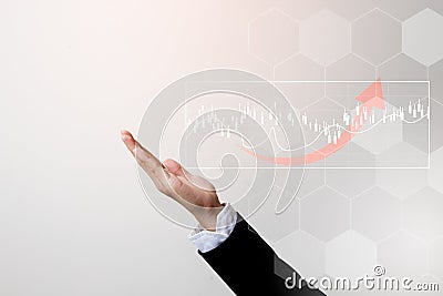 Future of financial business concept,Businessman with finance symbols. Stock Photo