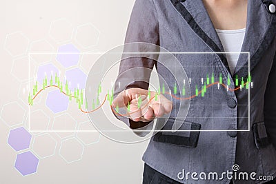 Future of financial business concept,Businessman with finance symbols. Stock Photo