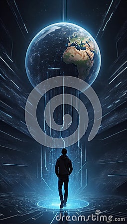 Future-Forward Data: QuantumQuotient's 3D Pioneering. AI generate Stock Photo