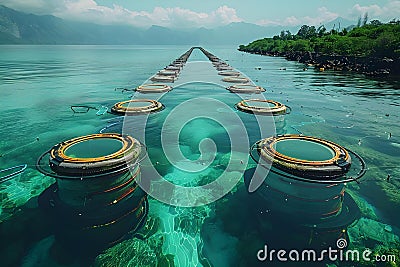 Concept Water scarcity, Desalination Future of Freshwater Minimalist Seawater Desalination Stock Photo