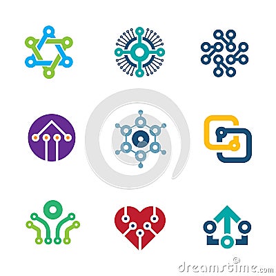 Future innovation technology computer integrated chip nanotechnology science logo icons Stock Photo