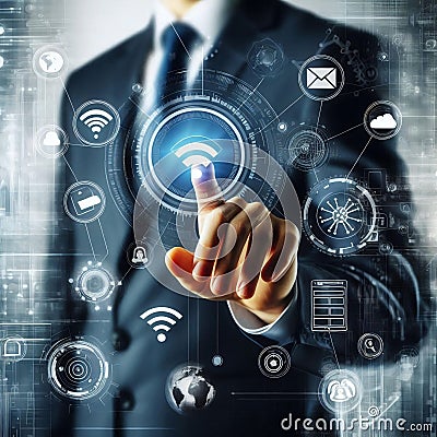 Future Interaction: Exploring Technology and Connectivity Generated by Ai Stock Photo