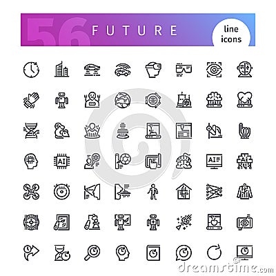 Future Line Icons Set Vector Illustration