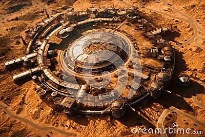 Future Mars base or scientific facility. AI generated. Stock Photo