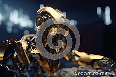 Future of Mining Industry: AI-Powered Automation and Optimization Cartoon Illustration
