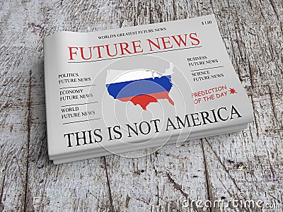 Future News US Russia Economy Newspaper: USA Being Russian, 3d illustration Cartoon Illustration